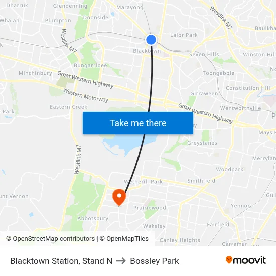 Blacktown Station, Stand N to Bossley Park map