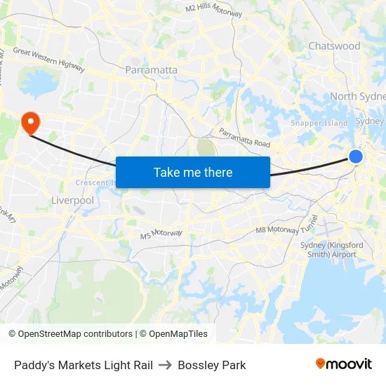 Paddy's Markets Light Rail to Bossley Park map