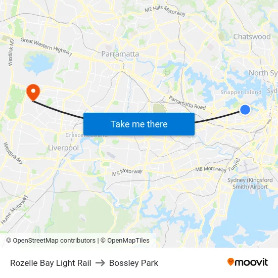 Rozelle Bay Light Rail to Bossley Park map