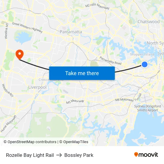 Rozelle Bay Light Rail to Bossley Park map