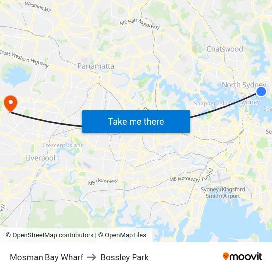 Mosman Bay Wharf to Bossley Park map