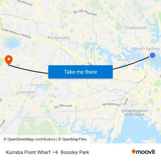 Kurraba Point Wharf to Bossley Park map