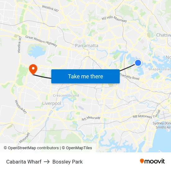 Cabarita Wharf to Bossley Park map