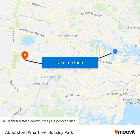 Abbotsford Wharf to Bossley Park map