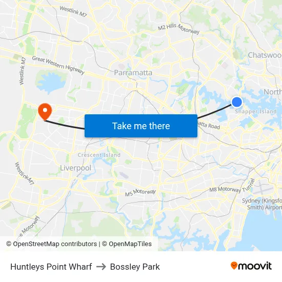 Huntleys Point Wharf to Bossley Park map