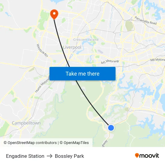 Engadine Station to Bossley Park map