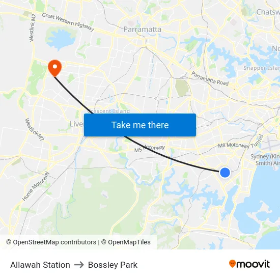 Allawah Station to Bossley Park map