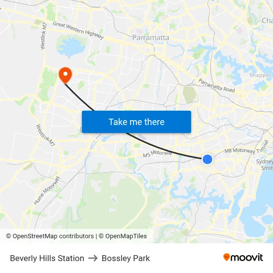 Beverly Hills Station to Bossley Park map