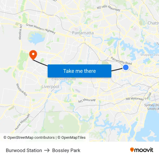 Burwood Station to Bossley Park map
