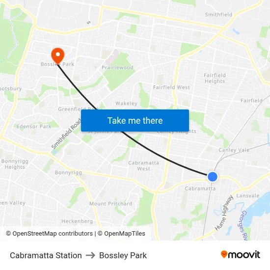Cabramatta Station to Bossley Park map