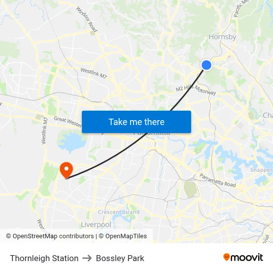 Thornleigh Station to Bossley Park map