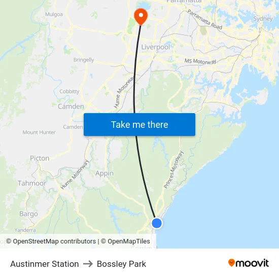 Austinmer Station to Bossley Park map