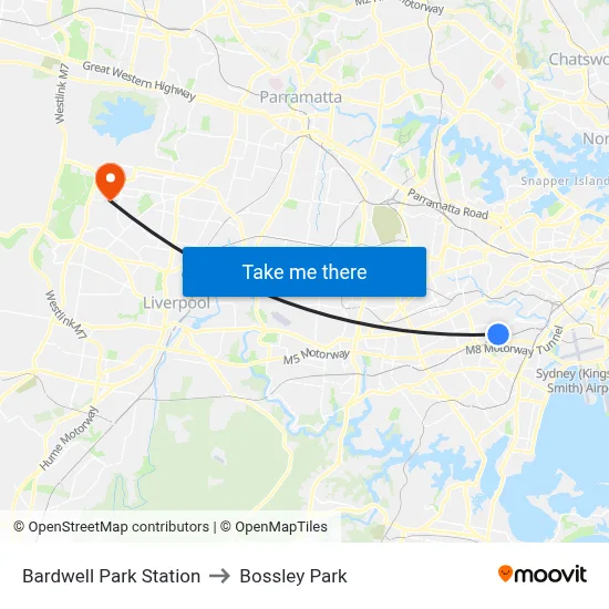 Bardwell Park Station to Bossley Park map