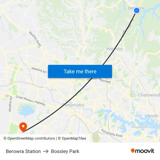 Berowra Station to Bossley Park map
