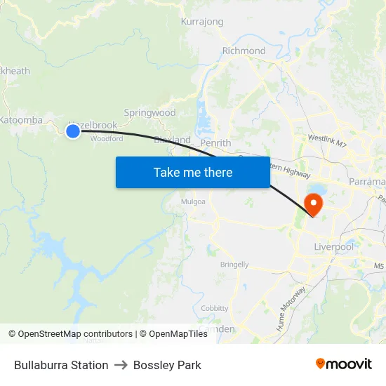 Bullaburra Station to Bossley Park map
