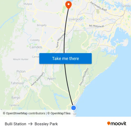 Bulli Station to Bossley Park map