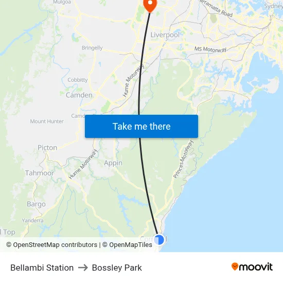 Bellambi Station to Bossley Park map