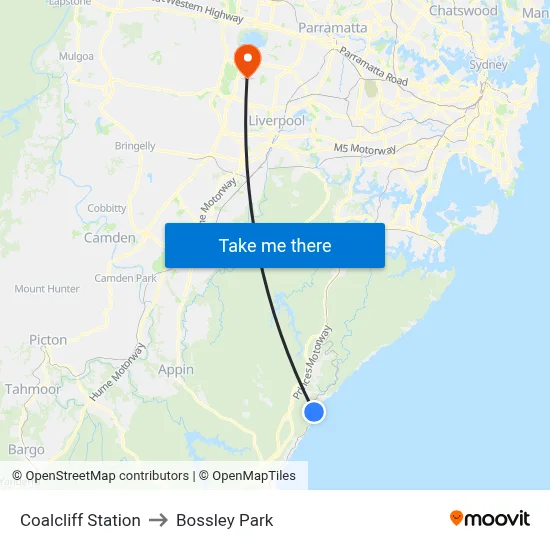 Coalcliff Station to Bossley Park map