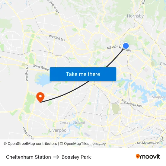 Cheltenham Station to Bossley Park map