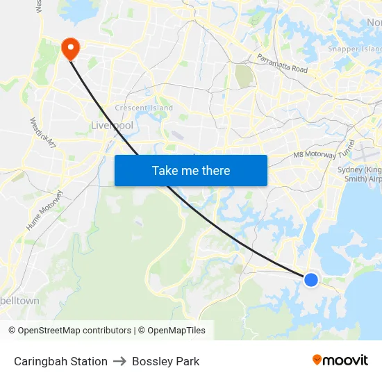 Caringbah Station to Bossley Park map
