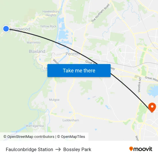Faulconbridge Station to Bossley Park map