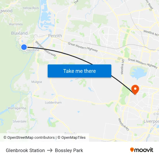 Glenbrook Station to Bossley Park map