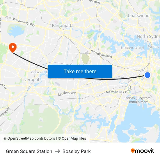 Green Square Station to Bossley Park map