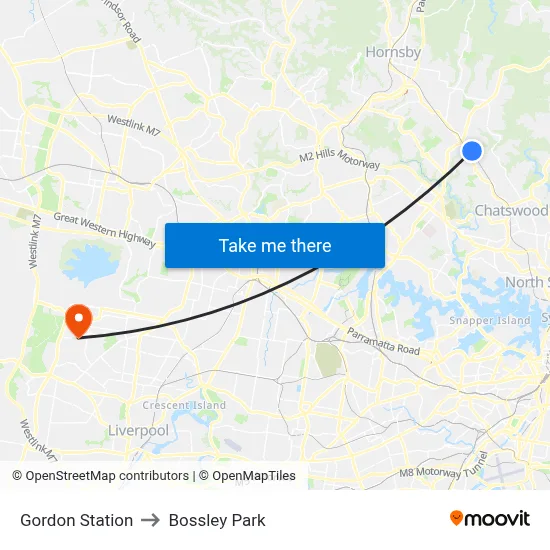 Gordon Station to Bossley Park map