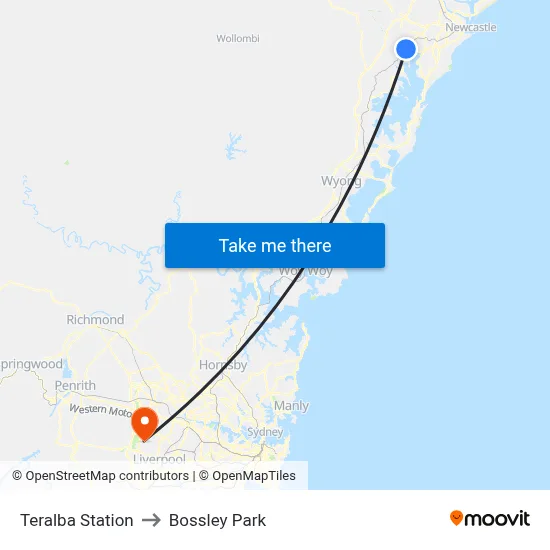 Teralba Station to Bossley Park map