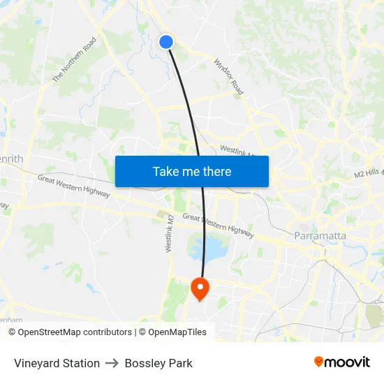 Vineyard Station to Bossley Park map