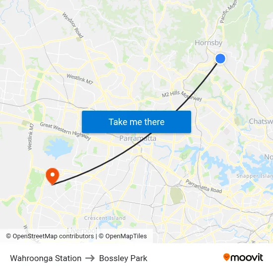Wahroonga Station to Bossley Park map