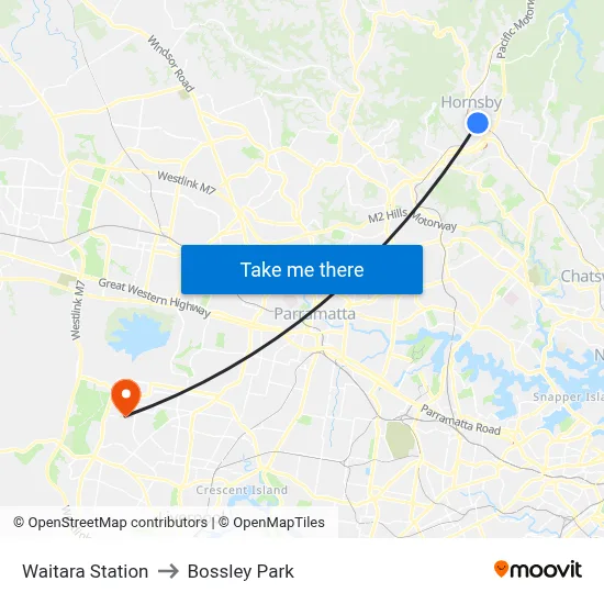 Waitara Station to Bossley Park map