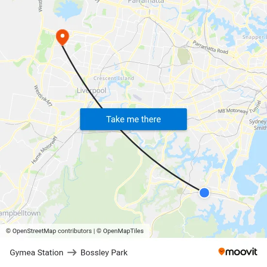 Gymea Station to Bossley Park map