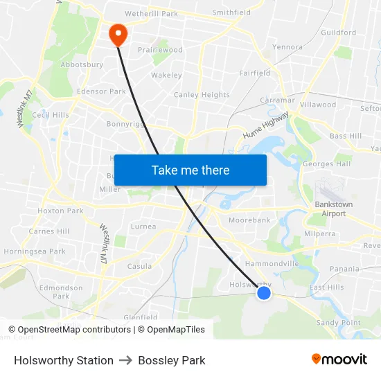 Holsworthy Station to Bossley Park map