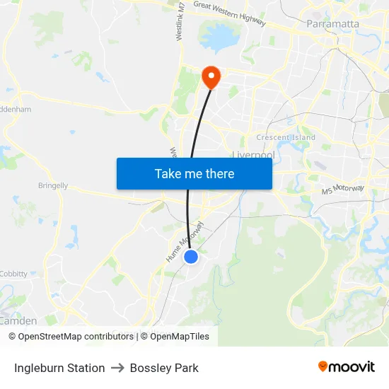 Ingleburn Station to Bossley Park map