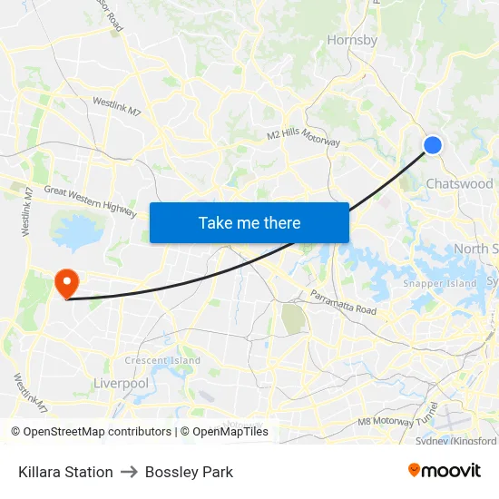Killara Station to Bossley Park map