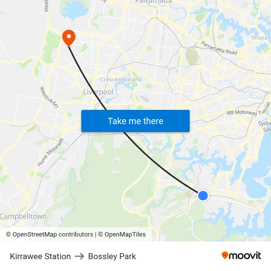 Kirrawee Station to Bossley Park map