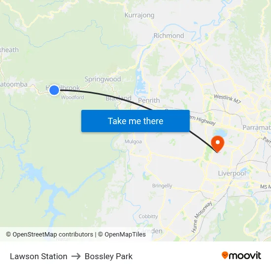 Lawson Station to Bossley Park map