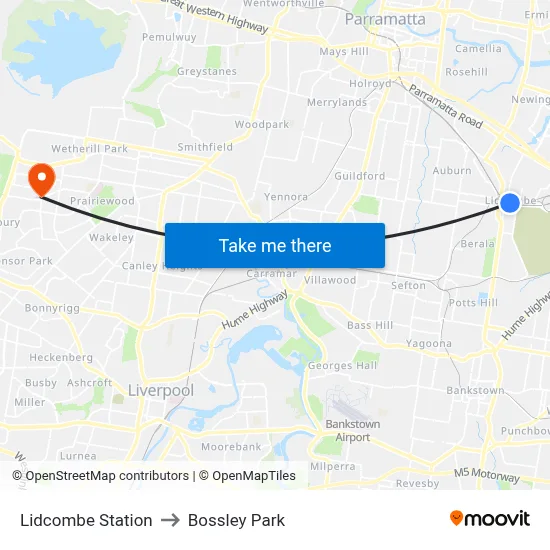 Lidcombe Station to Bossley Park map