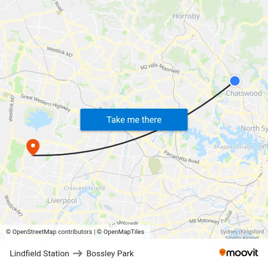Lindfield Station to Bossley Park map