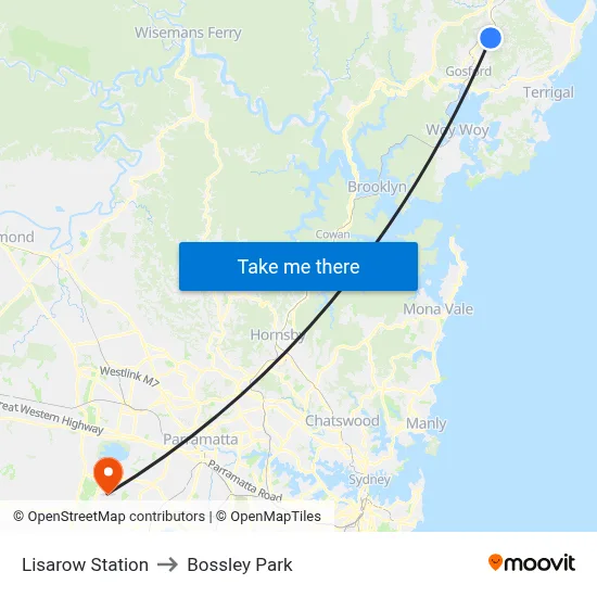 Lisarow Station to Bossley Park map