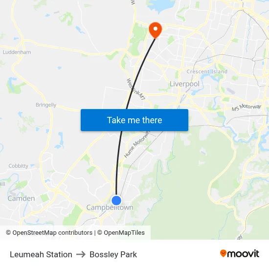 Leumeah Station to Bossley Park map