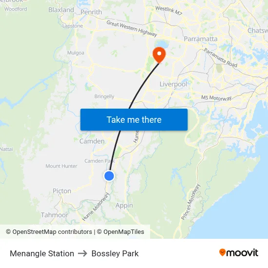 Menangle Station to Bossley Park map