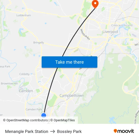 Menangle Park Station to Bossley Park map