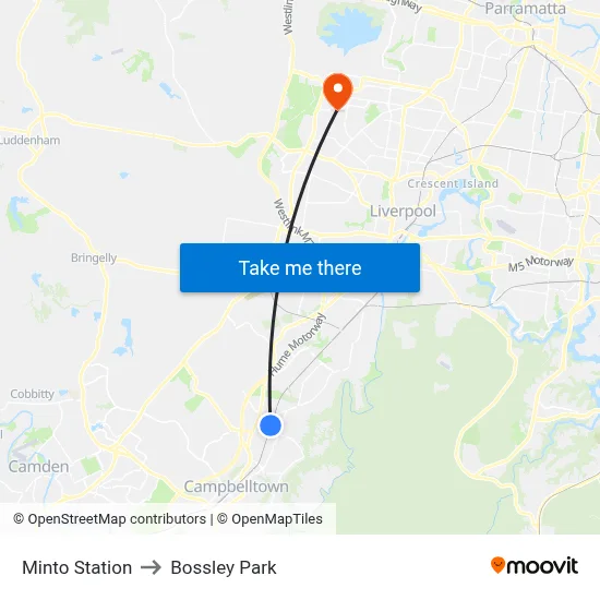 Minto Station to Bossley Park map