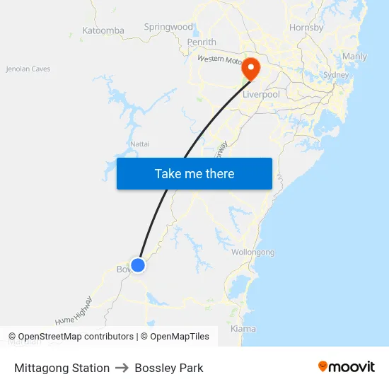Mittagong Station to Bossley Park map