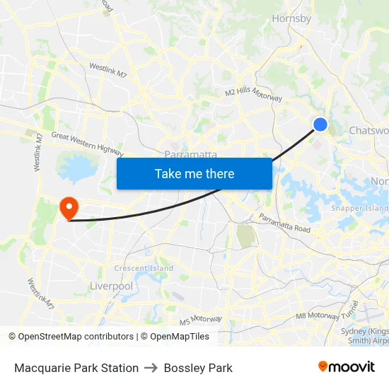 Macquarie Park Station to Bossley Park map