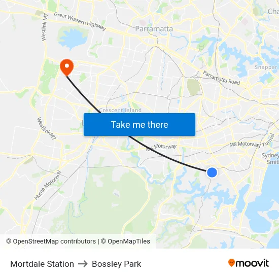 Mortdale Station to Bossley Park map