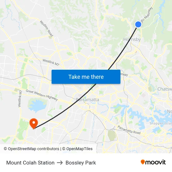 Mount Colah Station to Bossley Park map