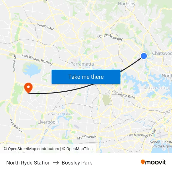 North Ryde Station to Bossley Park map